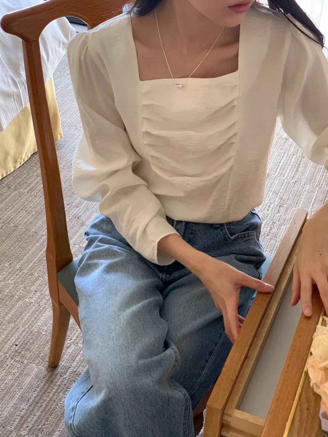 BASIC FEMME-베이직팜므-OT東大門代購女裝新款25春夏襯衫蕾絲衫BASIC FEMME襯衫/蕾絲衫圖色1