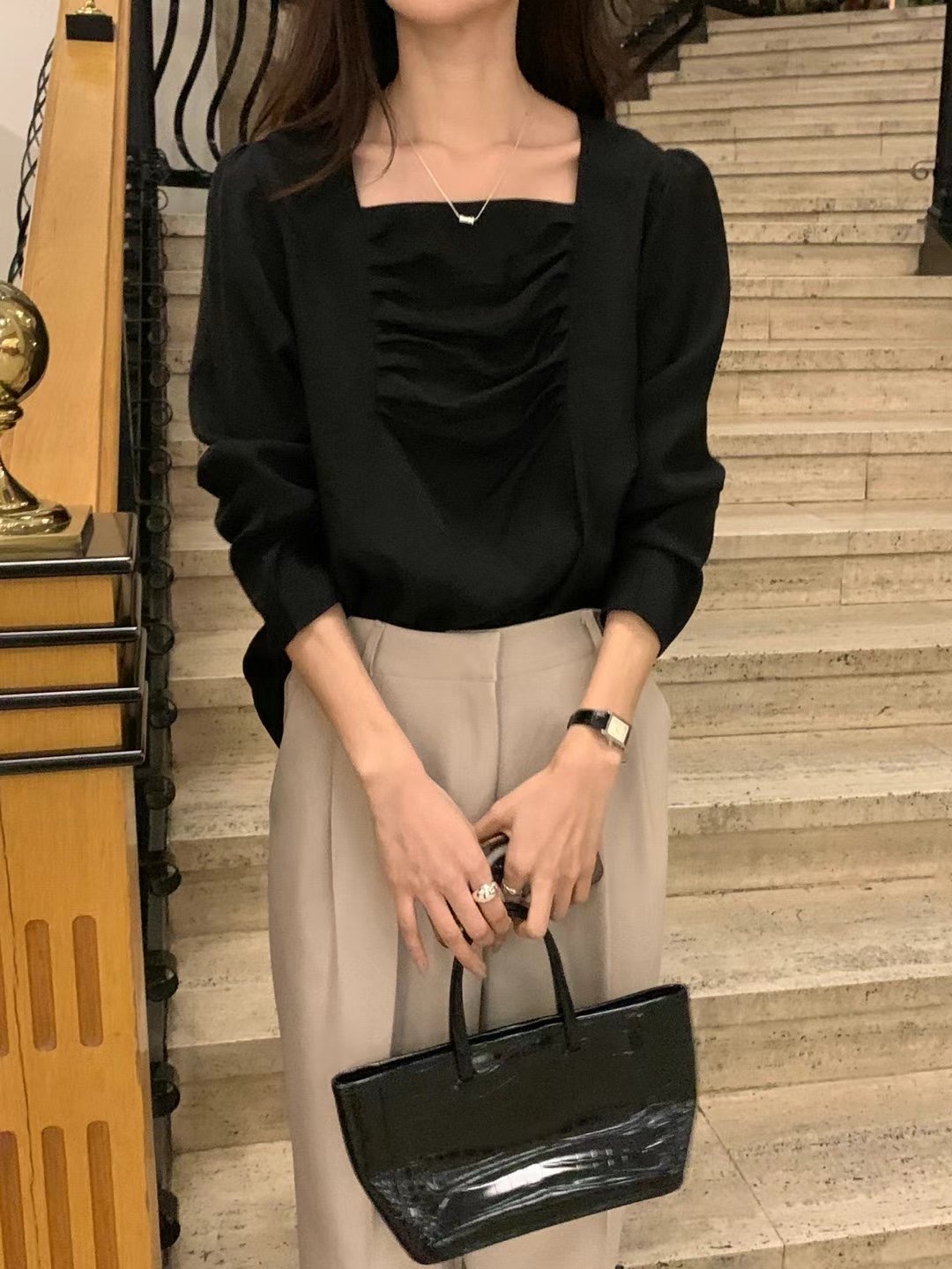 BASIC FEMME-베이직팜므-OT東大門代購女裝新款25春夏襯衫蕾絲衫BASIC FEMME襯衫/蕾絲衫圖色2