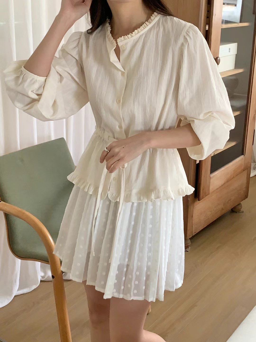 BASIC FEMME-베이직팜므-OT東大門直郵女士新款人氣襯衫蕾絲衫BASIC FEMME襯衫/蕾絲衫