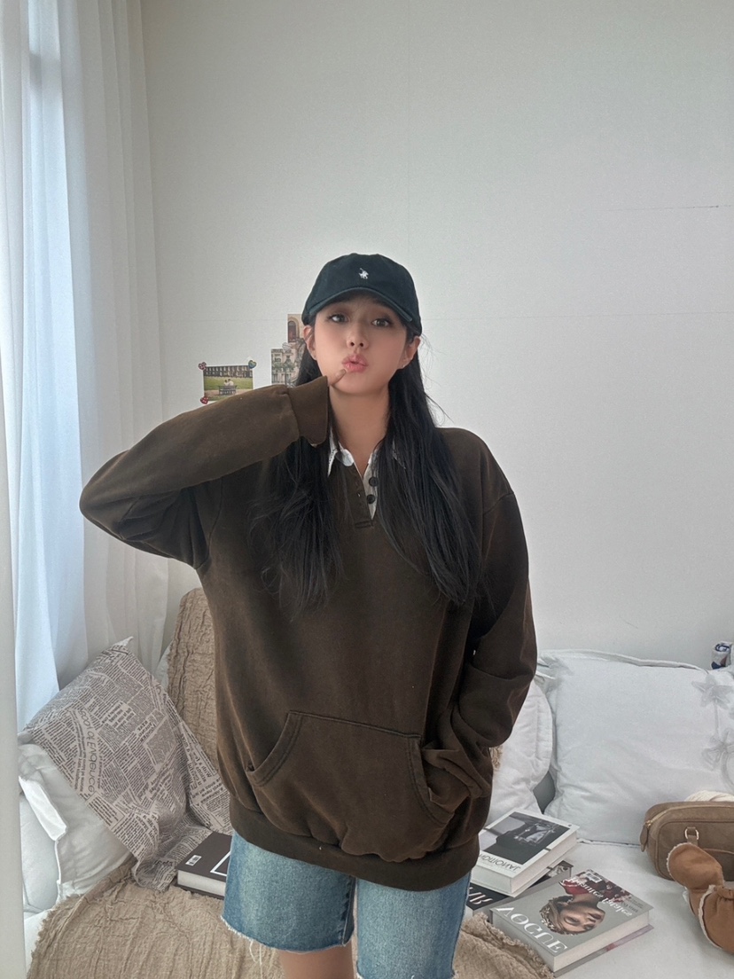 PAIRING直郵韓國代購㊣女裝新款職業人氣推薦熱賣25春夏衛衣刺繡PAIRING衛衣圖色2