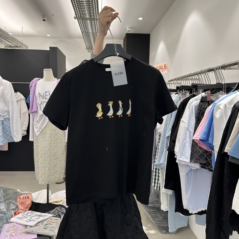A.CES韓國直郵㊣東大門實拍女裝新款熱賣時尚推薦職業T恤鵝A.CEST恤圖色3