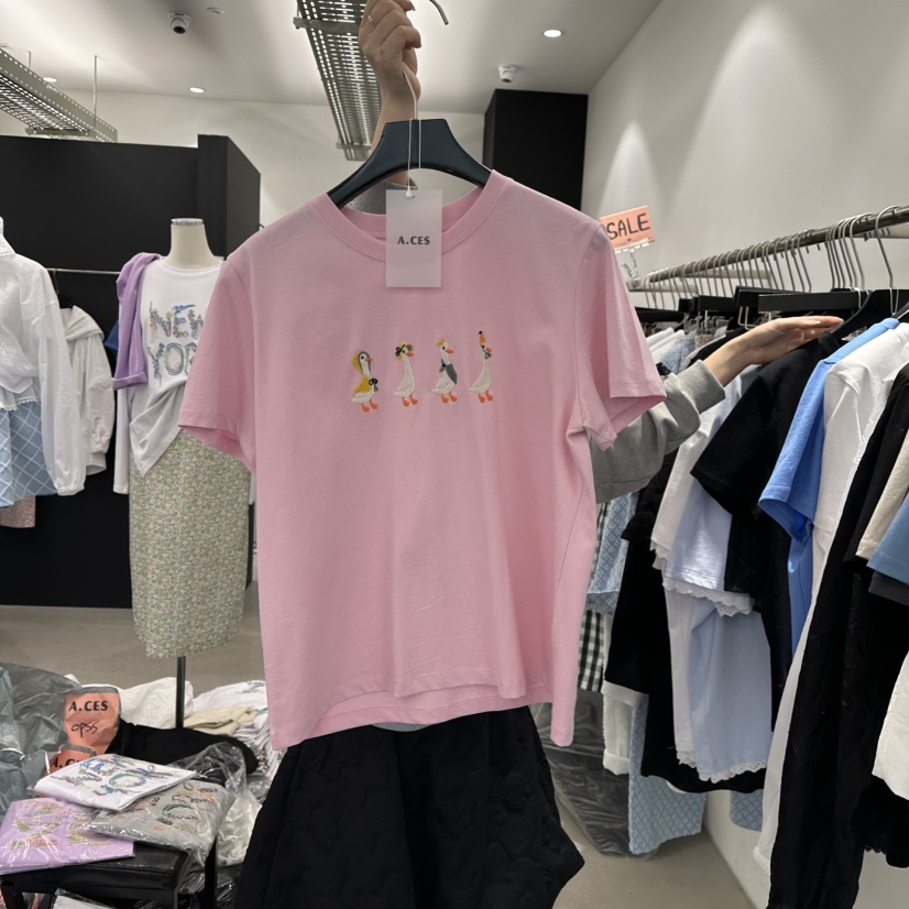 A.CES韓國直郵㊣東大門實拍女裝新款熱賣時尚推薦職業T恤鵝A.CEST恤圖色4