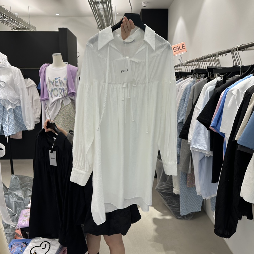 A.CES韓國㊣直郵東大門代購女裝新品推薦職業25春夏襯衫蕾絲衫A.CES襯衫/蕾絲衫