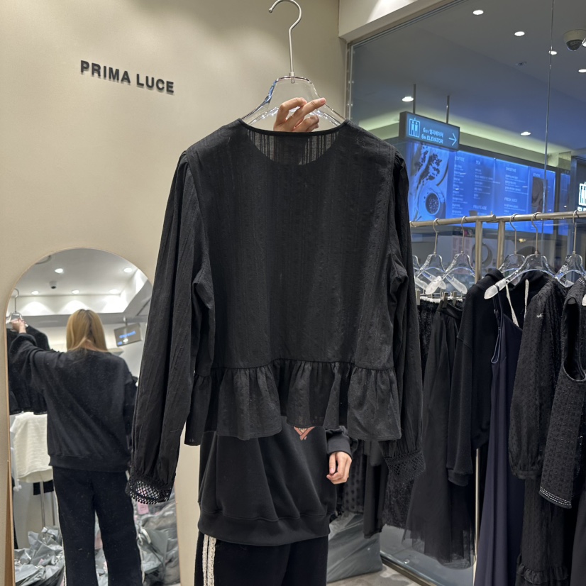 PRIMA LUCE直郵韓國代購㊣女裝新品休閑熱賣25春夏襯衫蕾絲衫CHARLOTTE襯衫/蕾絲衫