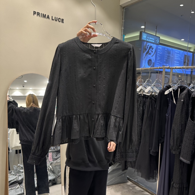 PRIMA LUCE直郵韓國代購㊣女裝新品休閑熱賣25春夏襯衫蕾絲衫CHARLOTTE襯衫/蕾絲衫圖色2