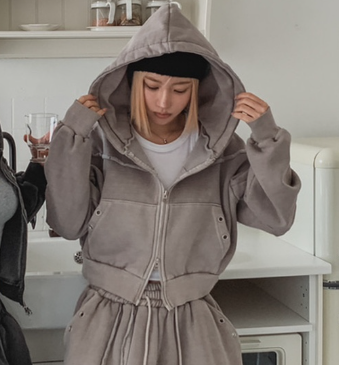 NUEUN韓國直郵㊣女裝新款25春夏職業推薦時尚休閑夾克拉鏈兜帽NUEUN/SEEOT夾克圖色2
