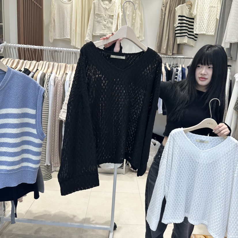 J&amp;C東大門直郵女士新款真品職業25春夏人氣時尚長袖T恤J&C/J.BLANC長袖T恤圖色2