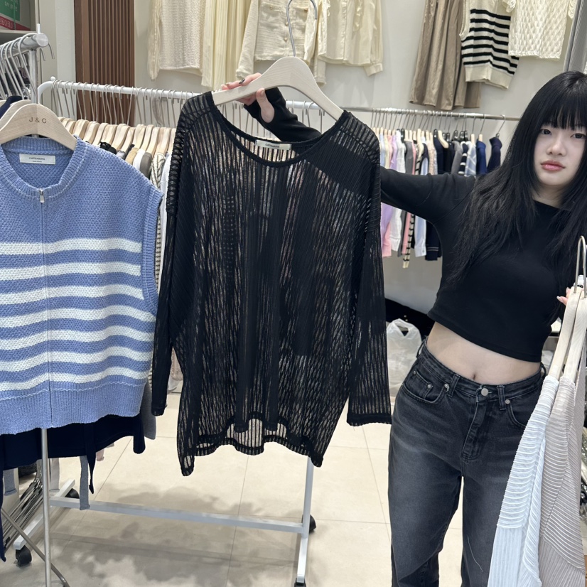 J&amp;C韓國代購女裝新品人氣推薦熱賣真品時尚休閑長袖T恤J&C/J.BLANC長袖T恤圖色1