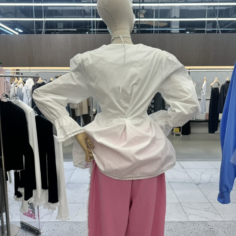 SAEGGAM韓國㊣直郵東大門代購女裝新款時尚推薦25春夏襯衫蕾絲衫SAEGGAM襯衫/蕾絲衫