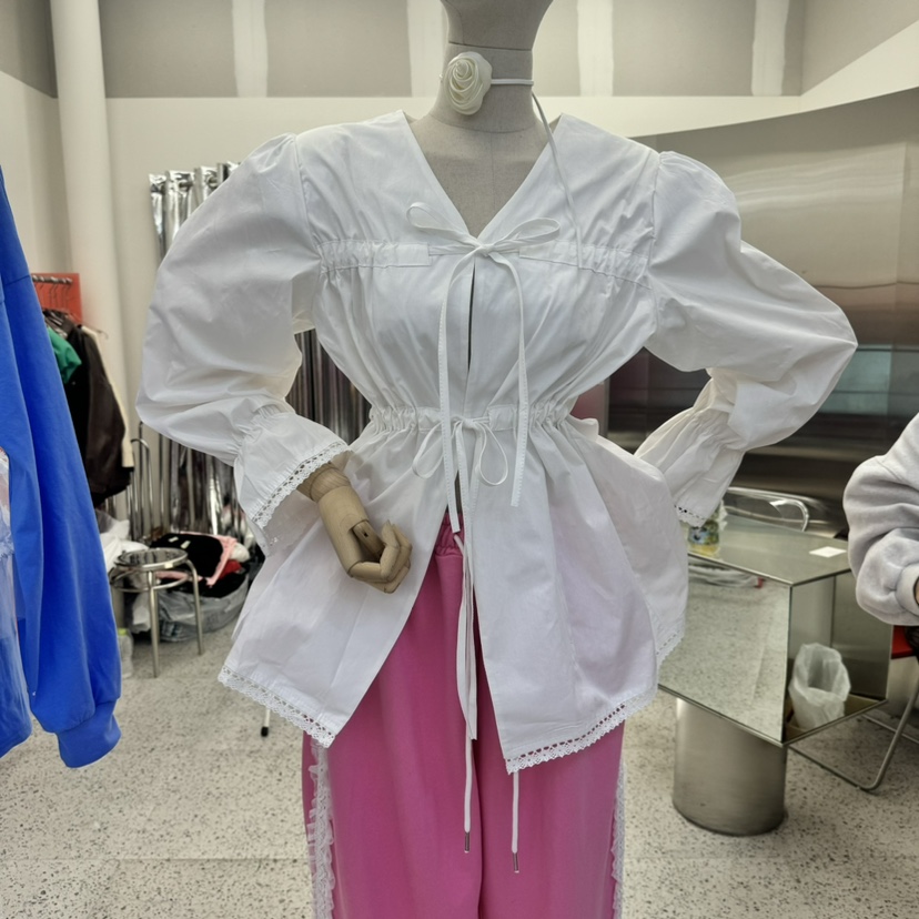 SAEGGAM韓國㊣直郵東大門代購女裝新款時尚推薦25春夏襯衫蕾絲衫SAEGGAM襯衫/蕾絲衫