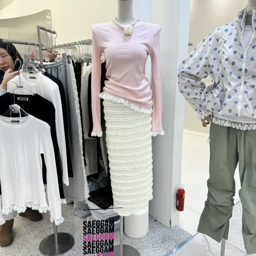 SAEGGAM韓國直郵㊣女裝新款職業熱賣休閑推薦25春夏半身裙中短裙SAEGGAM半身裙/中短裙