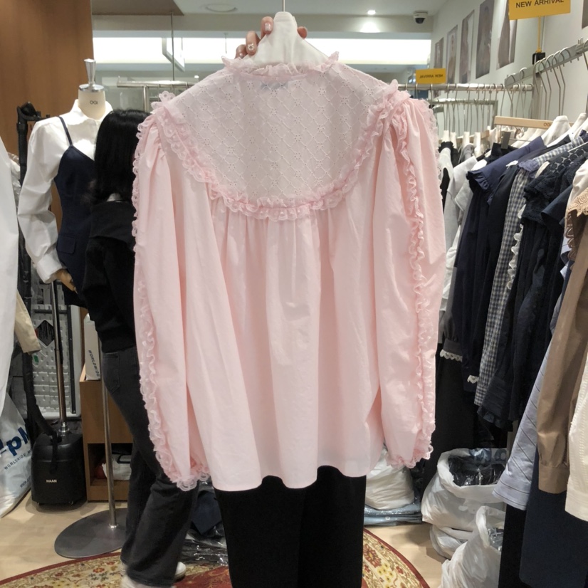OGI直郵韓國代購㊣女裝新品人氣推薦休閑熱賣職業襯衫蕾絲衫FLat OGI襯衫/蕾絲衫