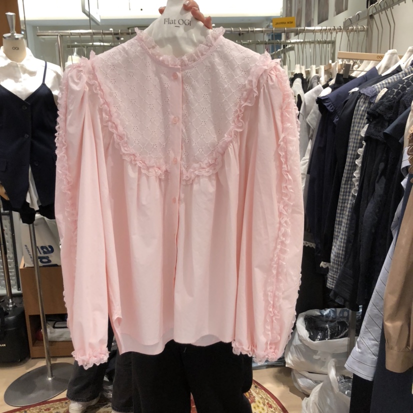 OGI直郵韓國代購㊣女裝新品人氣推薦休閑熱賣職業襯衫蕾絲衫FLat OGI襯衫/蕾絲衫圖色2