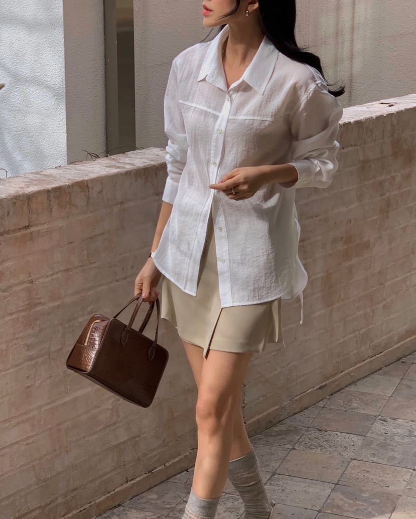 MONTER直郵韓國代購㊣女裝新款休閑推薦熱賣25春夏襯衫蕾絲衫MONTER襯衫/蕾絲衫