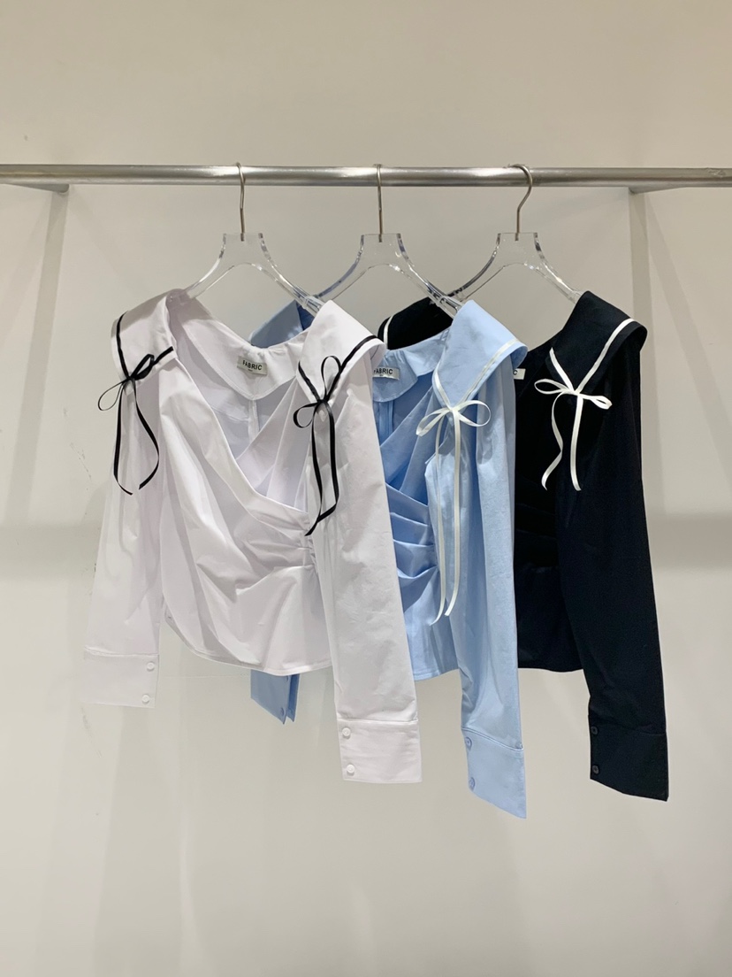 FABRIC直郵韓國代購㊣女裝新品時尚職業推薦休閑襯衫蕾絲衫FABRIC襯衫/蕾絲衫
