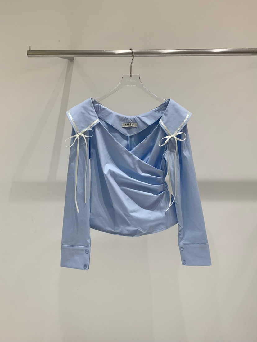 FABRIC直郵韓國代購㊣女裝新品時尚職業推薦休閑襯衫蕾絲衫FABRIC襯衫/蕾絲衫圖色2