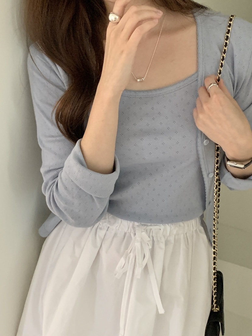 WOOD韓國㊣直郵東大門代購女裝新品休閑職業人氣套裝蕾絲開衫WOOD套裝