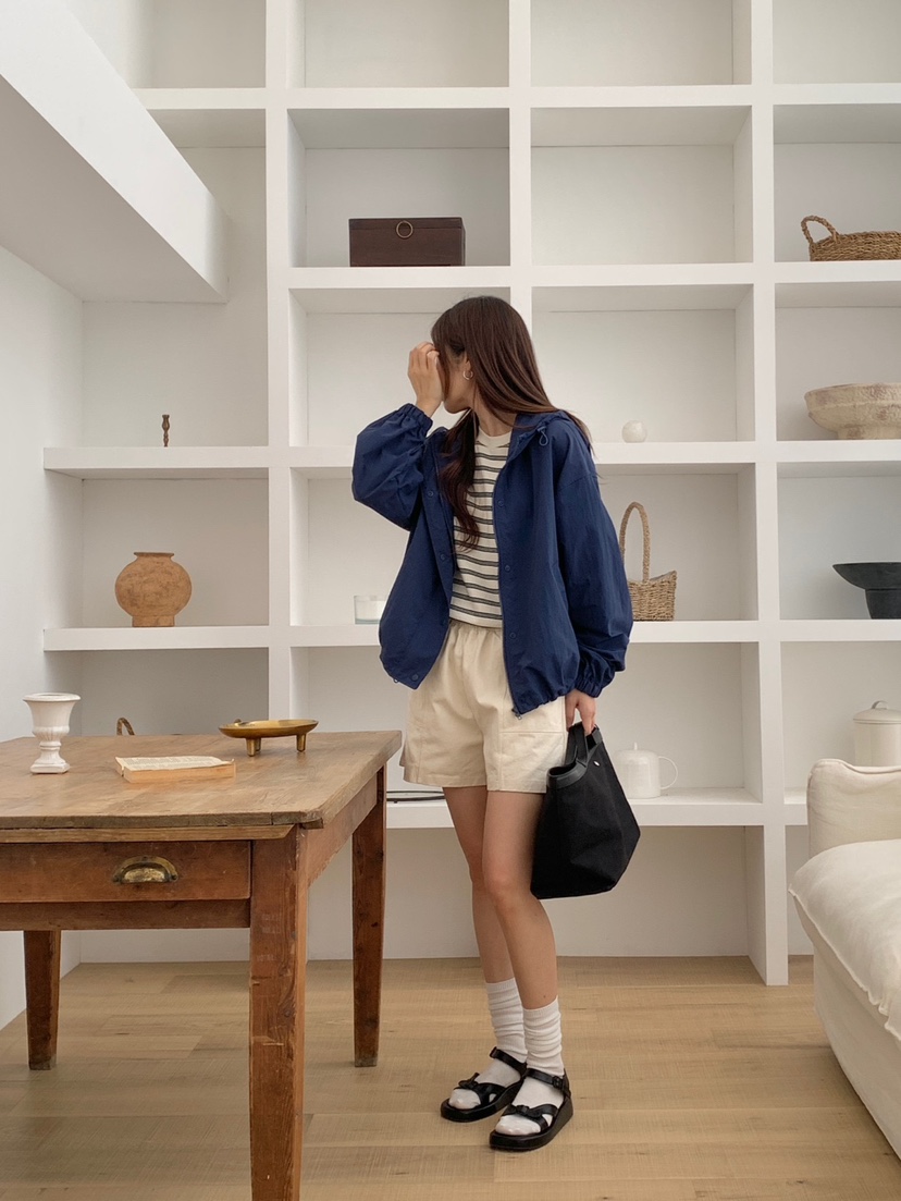 WOOD直郵韓國代購㊣女裝新品25春夏人氣時尚職業休閑夾克連帽WOOD夾克