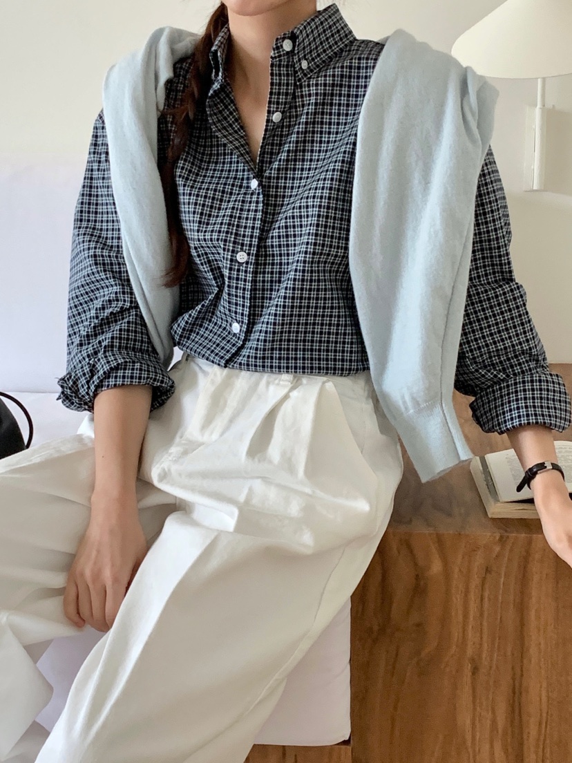 WOOD韓國直郵㊣女裝新款休閑推薦人氣職業時尚熱賣襯衫蕾絲衫WOOD襯衫/蕾絲衫