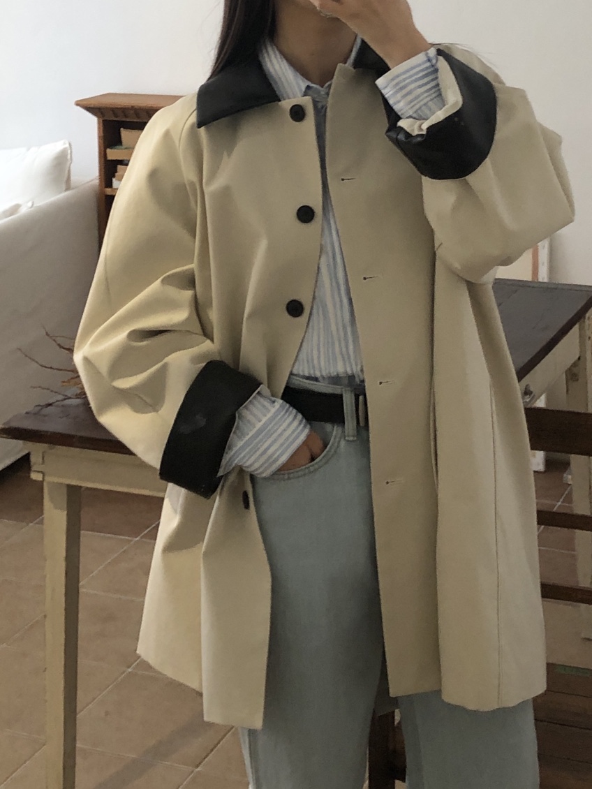 LOGON韓國㊣直郵東大門代購女裝新款時尚職業推薦人氣長款風衣LOGON長款風衣