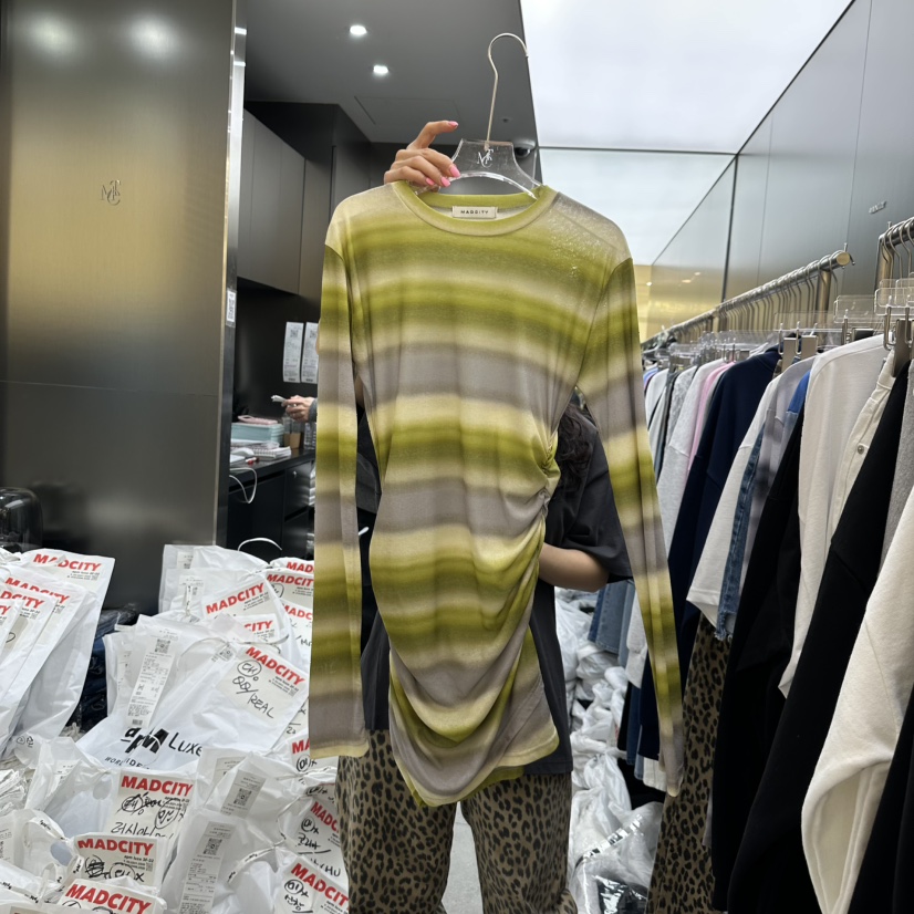 MADCITY直郵韓國代購㊣女裝新款25春夏熱賣職業人氣連衣裙褶皺MADCITY連衣裙圖色2