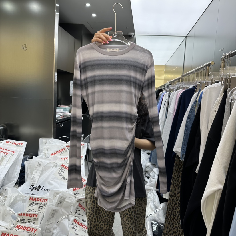 MADCITY直郵韓國代購㊣女裝新款25春夏熱賣職業人氣連衣裙褶皺MADCITY連衣裙圖色3