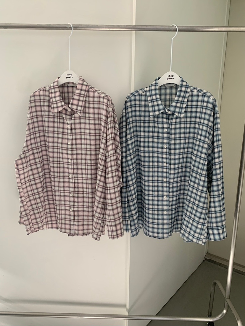SHOP POSTER韓國直郵㊣東大門實拍女裝新款職業襯衫蕾絲衫格紋SHOP_POSTER襯衫/蕾絲衫