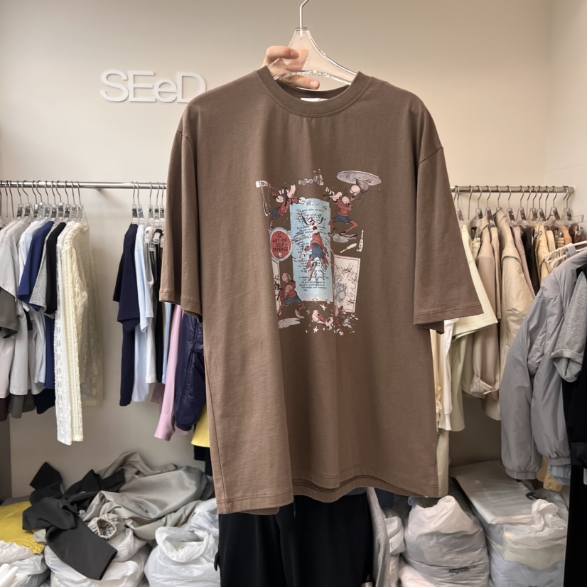 LEESEED-A韓國㊣直郵東大門代購女裝新品時尚推薦職業熱賣T恤SEeD/LEESEEDT恤圖色2