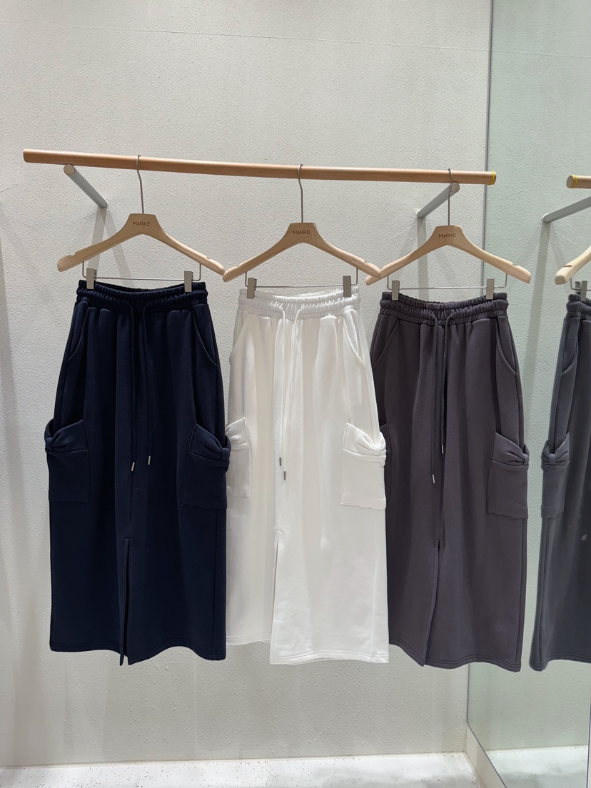 MARKE-P韓國直郵㊣東大門實拍女裝新品25春夏半身裙中短裙蝴蝶結口袋MARKE-P半身裙/中短裙