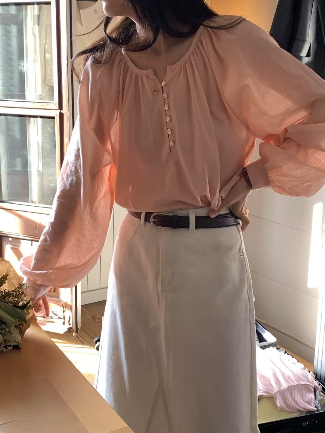 MICO-미코-T直郵韓國代購㊣女裝新款時尚休閑25春夏襯衫蕾絲衫ALL OVER襯衫/蕾絲衫圖色2