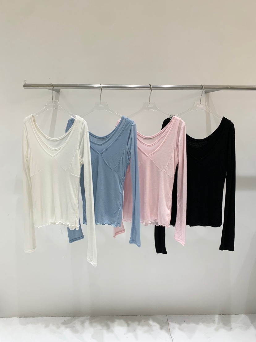 FABRIC韓國代購女士新款25春夏時尚真品人氣職業休閑長袖T恤FABRIC長袖T恤