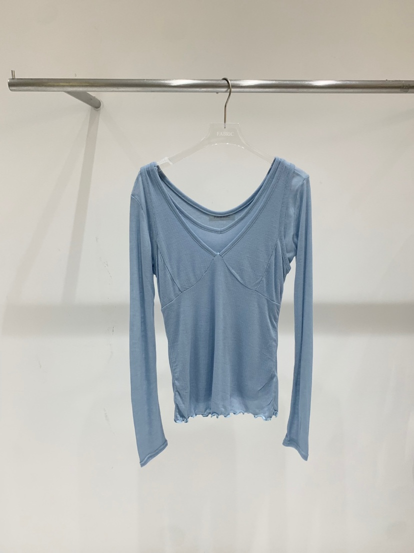 FABRIC韓國代購女士新款25春夏時尚真品人氣職業休閑長袖T恤FABRIC長袖T恤圖色2
