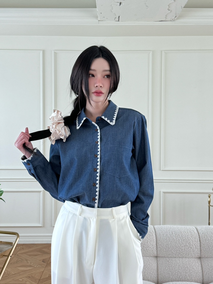 MARKE-P東大門代購女士新品人氣職業25春夏襯衫蕾絲衫刺繡MARKE-P襯衫/蕾絲衫