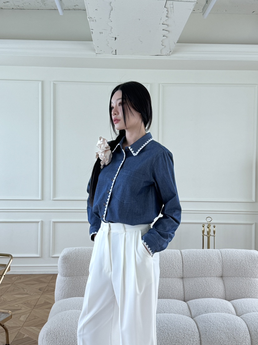 MARKE-P東大門代購女士新品人氣職業25春夏襯衫蕾絲衫刺繡MARKE-P襯衫/蕾絲衫