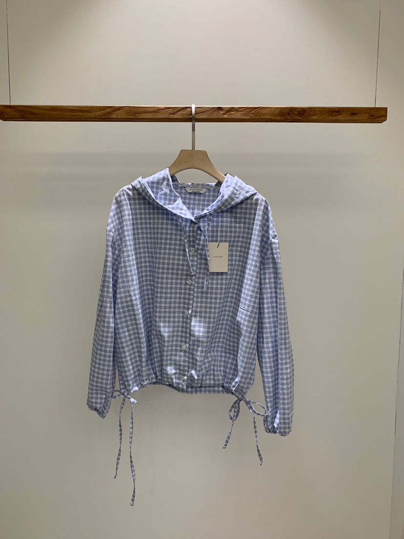 A P-STUDIO韓國直郵㊣東大門實拍女裝新款休閑襯衫蕾絲衫連帽A P-STUDIO襯衫/蕾絲衫圖色4