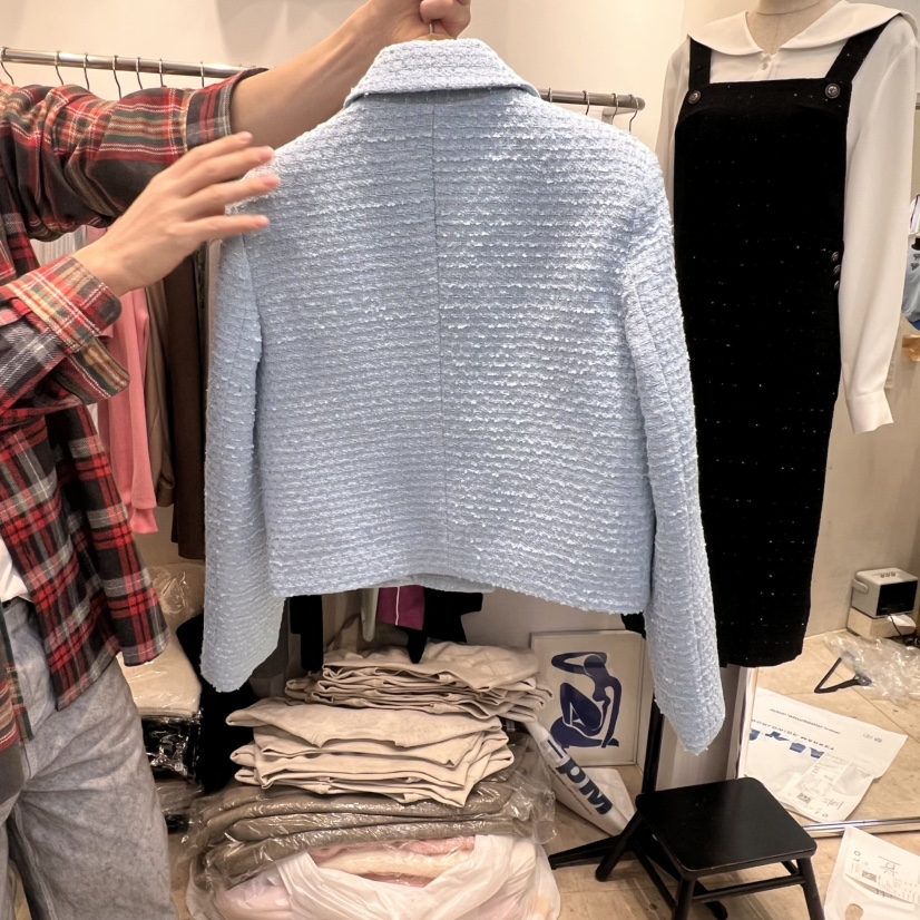 DUPLO直郵韓國代購㊣女裝新款熱賣25春夏人氣時尚夾克粗花呢DUPLO夾克
