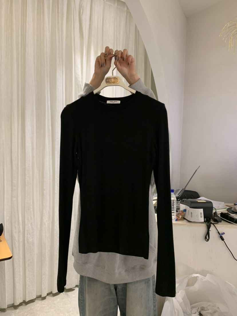 PAPERMOON韓國㊣直郵東大門代購女裝新品熱賣推薦長袖T恤圓領paper moon長袖T恤圖色5