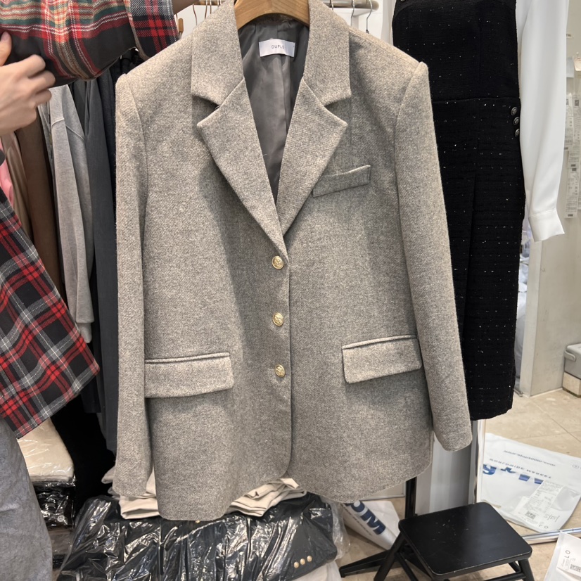 DUPLO直郵韓國代購㊣女裝新品休閑職業推薦熱賣人氣夾克羊毛DUPLO夾克圖色2