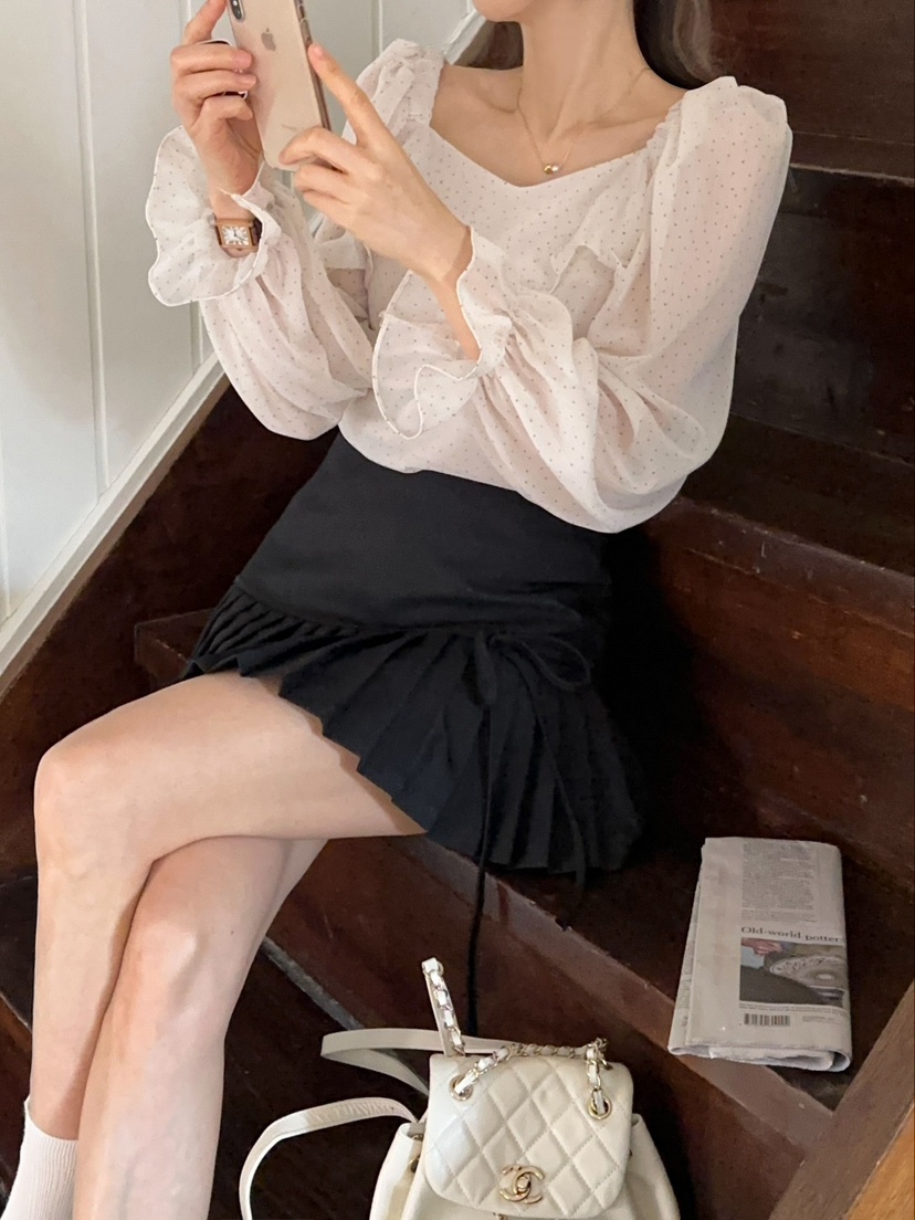 CRONG韓國直郵㊣東大門實拍女裝新品時尚推薦職業襯衫蕾絲衫CRONG襯衫/蕾絲衫