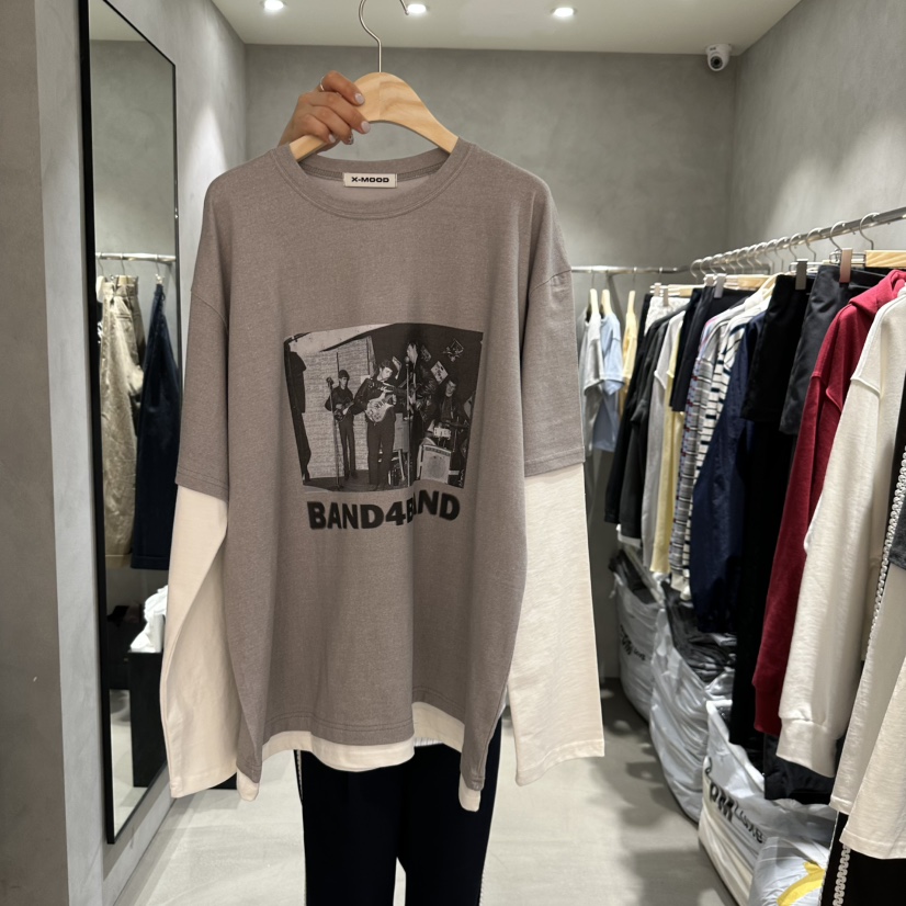 X-MOOD直郵韓國代購㊣女裝新品人氣推薦熱賣長袖T恤假兩件X-MOOD長袖T恤