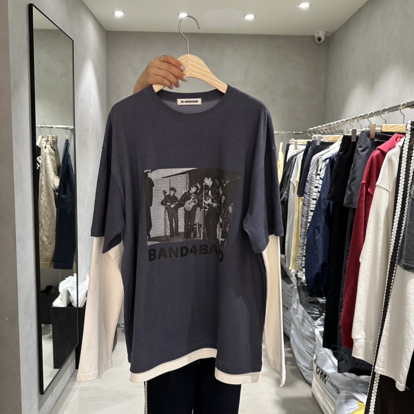 X-MOOD直郵韓國代購㊣女裝新品人氣推薦熱賣長袖T恤假兩件X-MOOD長袖T恤圖色2