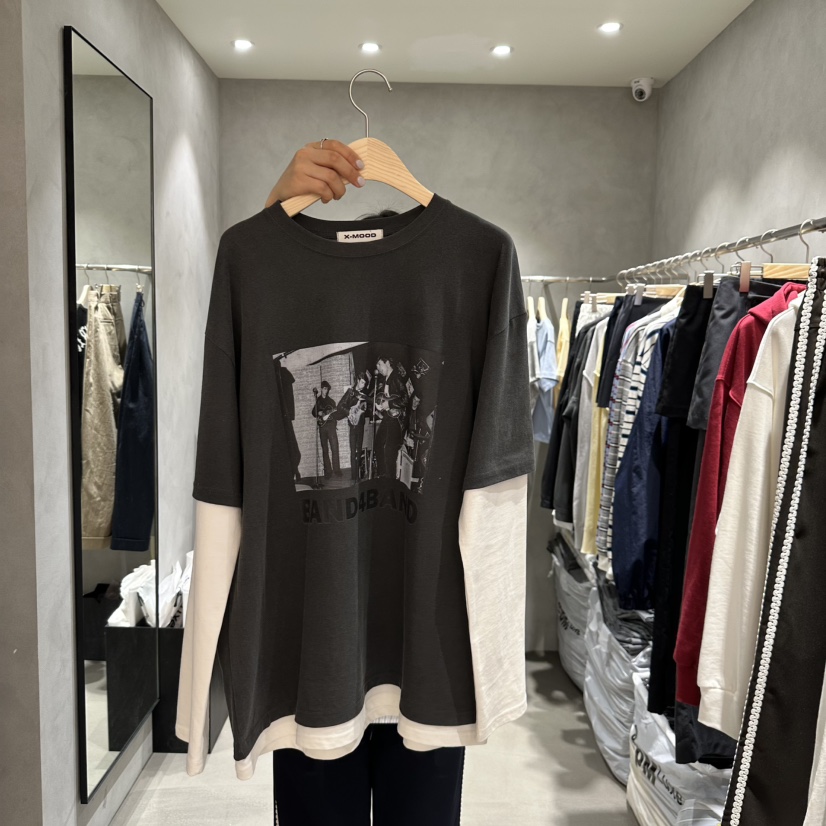 X-MOOD直郵韓國代購㊣女裝新品人氣推薦熱賣長袖T恤假兩件X-MOOD長袖T恤圖色3