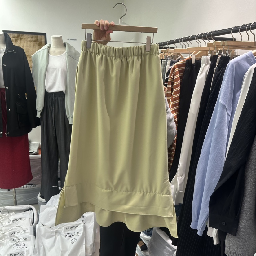 AS THOUGHT韓國直郵女裝新品人氣時尚25春夏熱賣長裙荷葉邊AS THOUGHT長裙