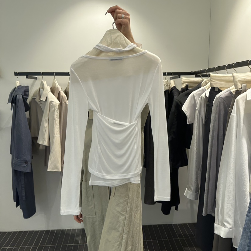 FIND-P直郵韓國代購㊣女裝新品熱賣25春夏休閑長袖T恤假兩件FIND-P長袖T恤