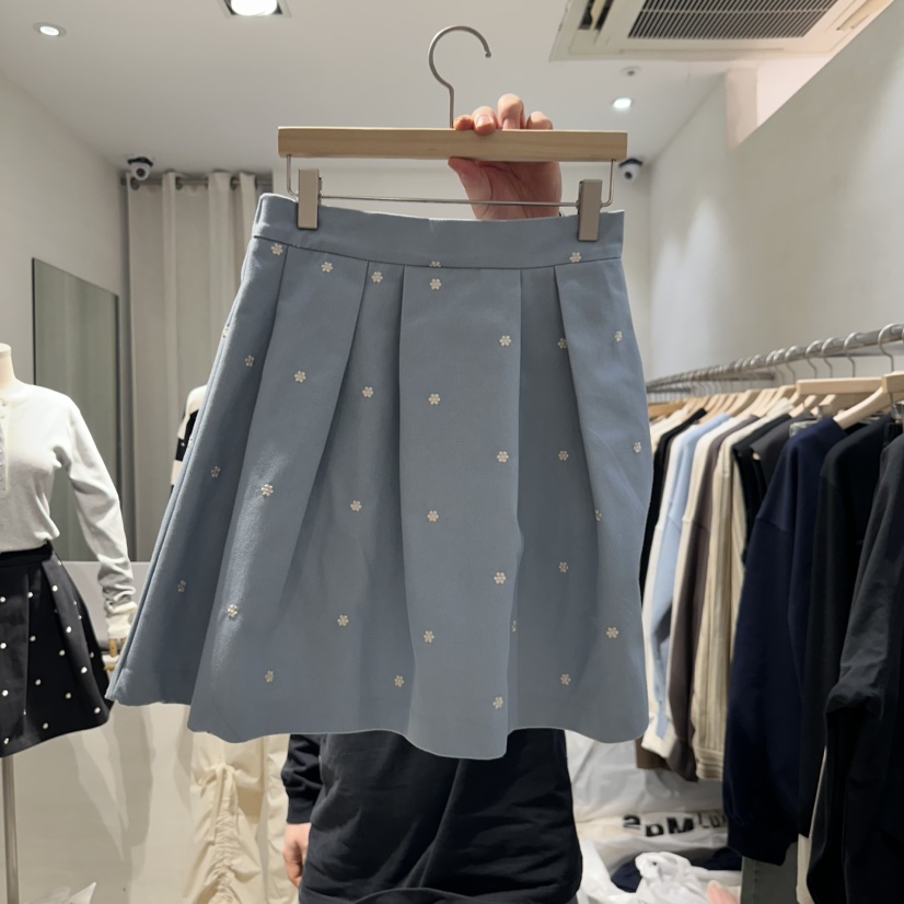 VENICE韓國直郵㊣女裝新款休閑人氣25春夏熱賣職業短裙刺繡VENICE短裙