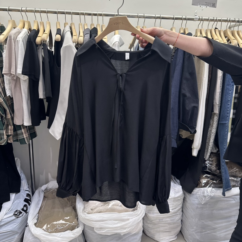 VIVEL韓國㊣直郵東大門代購女裝新品25春夏時尚休閑襯衫蕾絲衫VIVEL襯衫/蕾絲衫圖色2