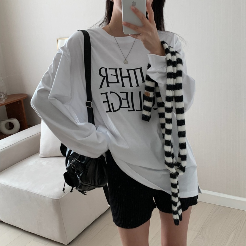 HELLO JINI韓國直郵㊣東大門實拍女裝新品熱賣25春夏長袖T恤HELLO JINI長袖T恤