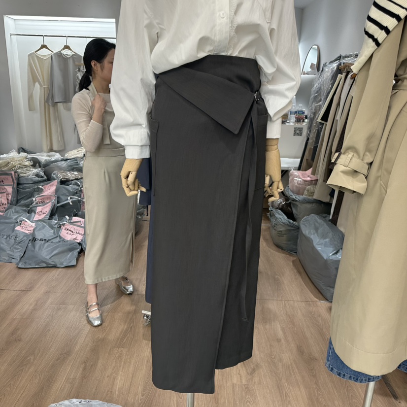 LEWIN直郵韓國代購㊣女裝新品推薦時尚職業25春夏熱賣長裙腰帶LEWIN長裙圖色3