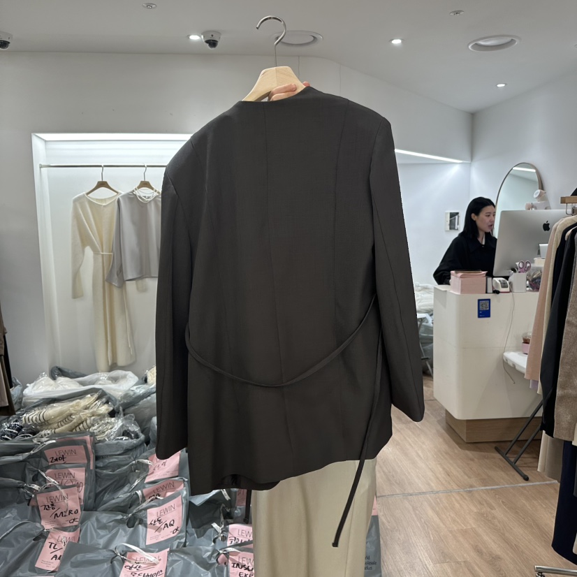 LEWIN韓國直郵㊣女裝新款熱賣人氣時尚休閑職業25春夏夾克腰帶LEWIN夾克