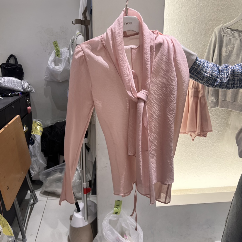 TYCHE東大門實拍女士新品熱賣職業時尚25春夏襯衫蕾絲衫含脖帶TYCHE襯衫/蕾絲衫圖色2